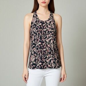ASTR The Label Halter Beaded Floral Sleeveless Blouse Top Size M
